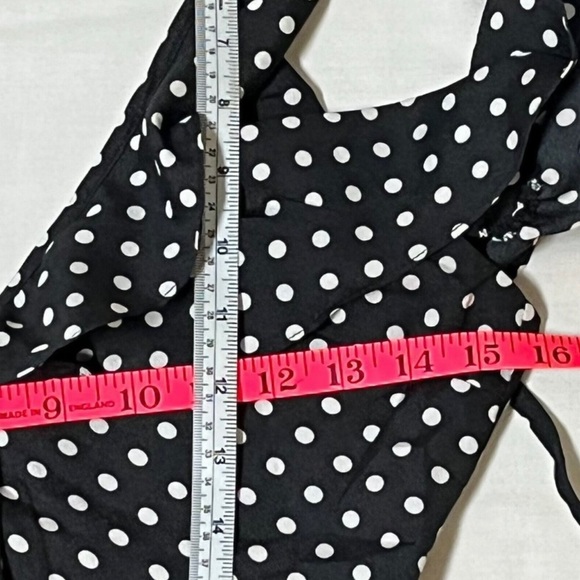 Black White Polka Dot Mini Sundress Women's Size 10 Ruffles Tie Up Back Summer - Picture 5 of 8